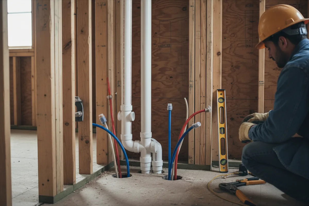 Drain and supply rough-in during Sump Pump Repair in Beechgrove