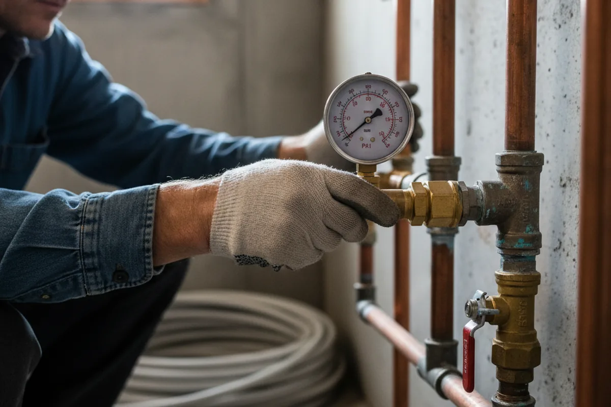 Pressure testing a repaired line during Water Line Repair in Beechgrove
